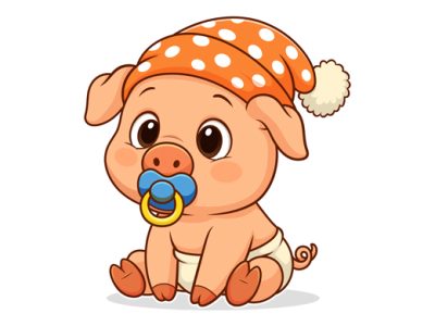 Cute Cartoon Pig Character in Vector Style