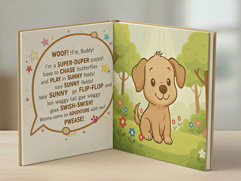 Cute Cartoon Dog Character, children's book illustrator