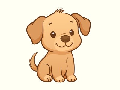 Smiling Puppy Cartoon Vector Illustration (EPS, SVG, PNG)