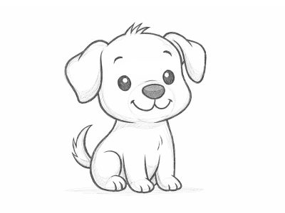 Smiling Puppy Cartoon Vector Illustration (EPS, SVG, PNG)