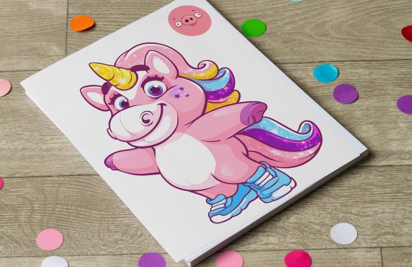 Cartoon mascot of a unicorn