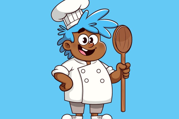 Happy Cartoon Black Chef Colored PNG with Transparent Background – High-Resolution Free Download for Digital Art, Kids, and Design Projects.
