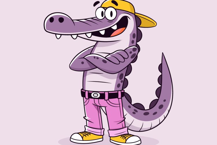 Purple Cartoon Crocodile