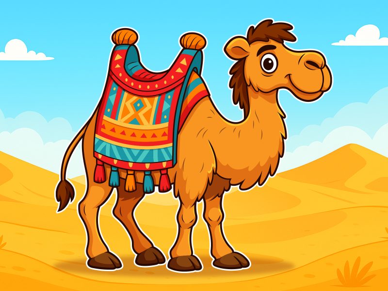 Camel Cartoon Vector, Editable Stock Animal Illustration