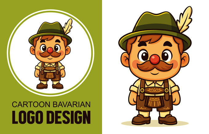 Bavarian Cartoon Logo of a Traditional German Man