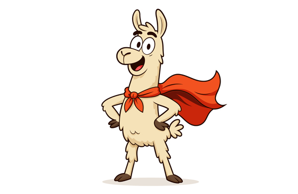 Cute Cartoon llama Character in Vector Style