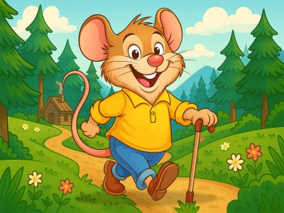 Cute Cartoon Mouse Character in Vector Style