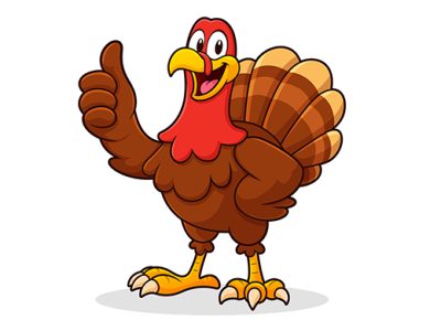 Funny Cartoon Turkey Giving Thumbs Up in Vector Style