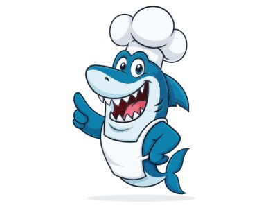 Happy Shark Cook Character in Cartoon Vector Design