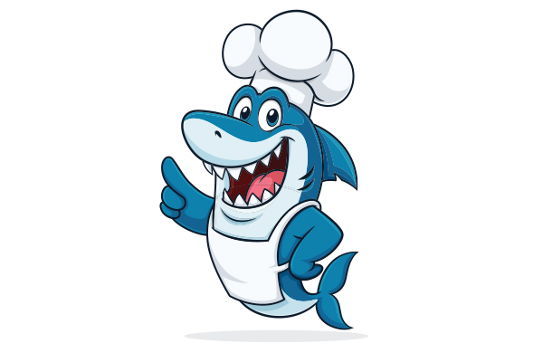 Happy Shark Cook Character in Cartoon Vector Design