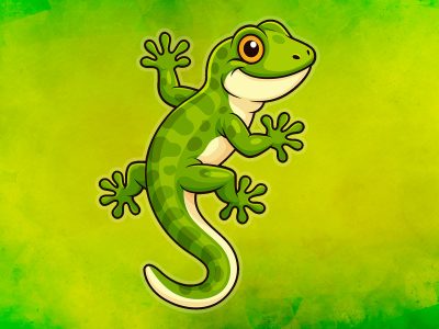 cute cartoon lizard character vector illustration