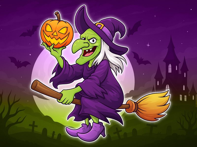 Scary Witch Cartoon Vector Perfect for Halloween Design