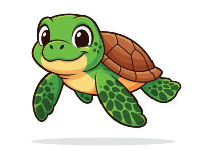 Cute Cartoon Turtle Character Illustration in Vector Style