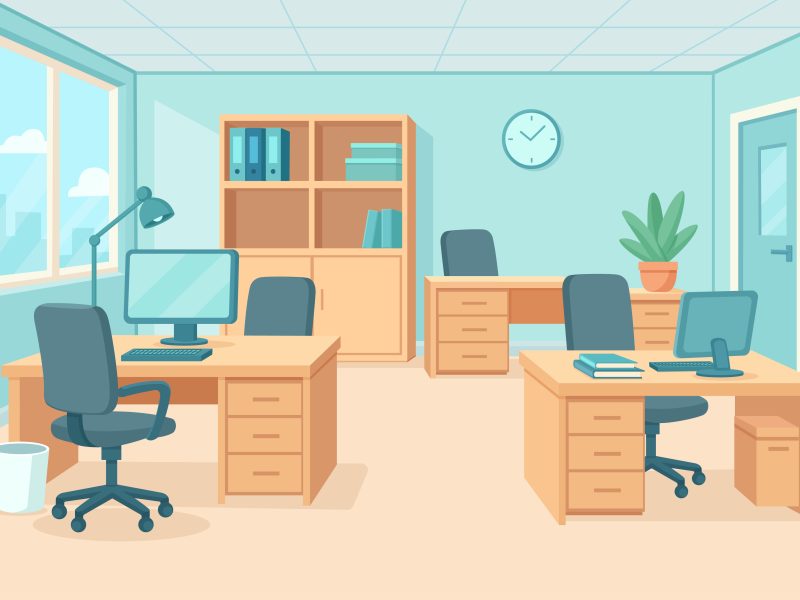 Flat Cartoon Office Background Vector illustration