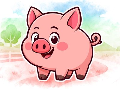 funny cartoon pig illustration perfect for kid art