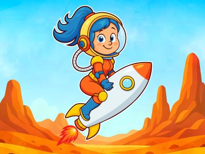 girl astronaut cartoon – High Quality Transparent PNG + Vector Illustration Download
