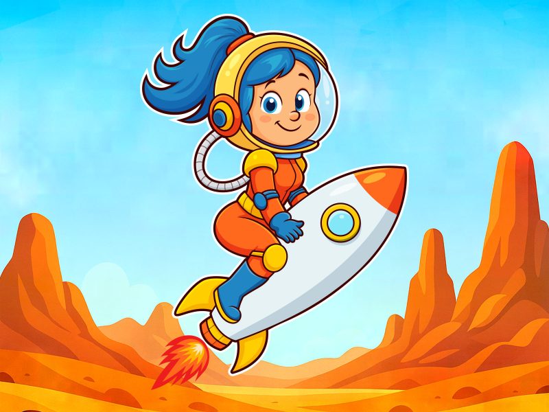 girl astronaut cartoon – High Quality Transparent PNG + Vector Illustration Download