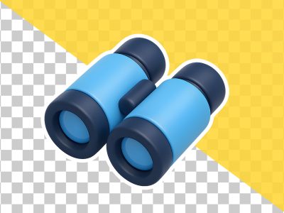 3d cartoon binoculars icon on transparent background