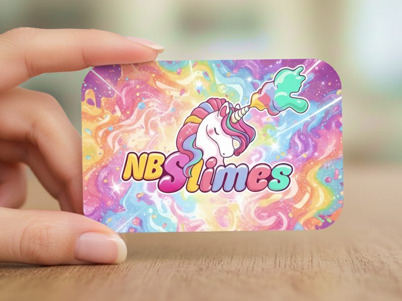 slime logo design in cartoon style, custom unicorn brand design