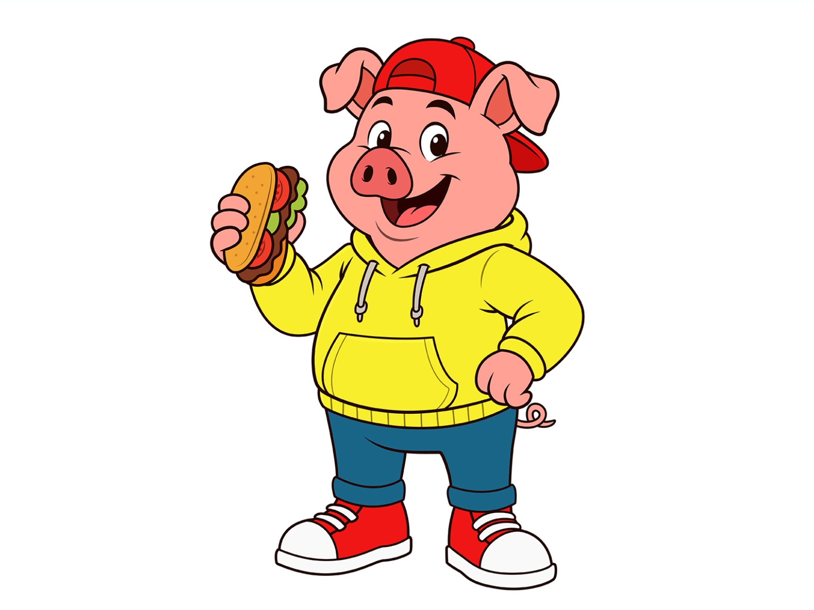 colorful cartoon pig mascot