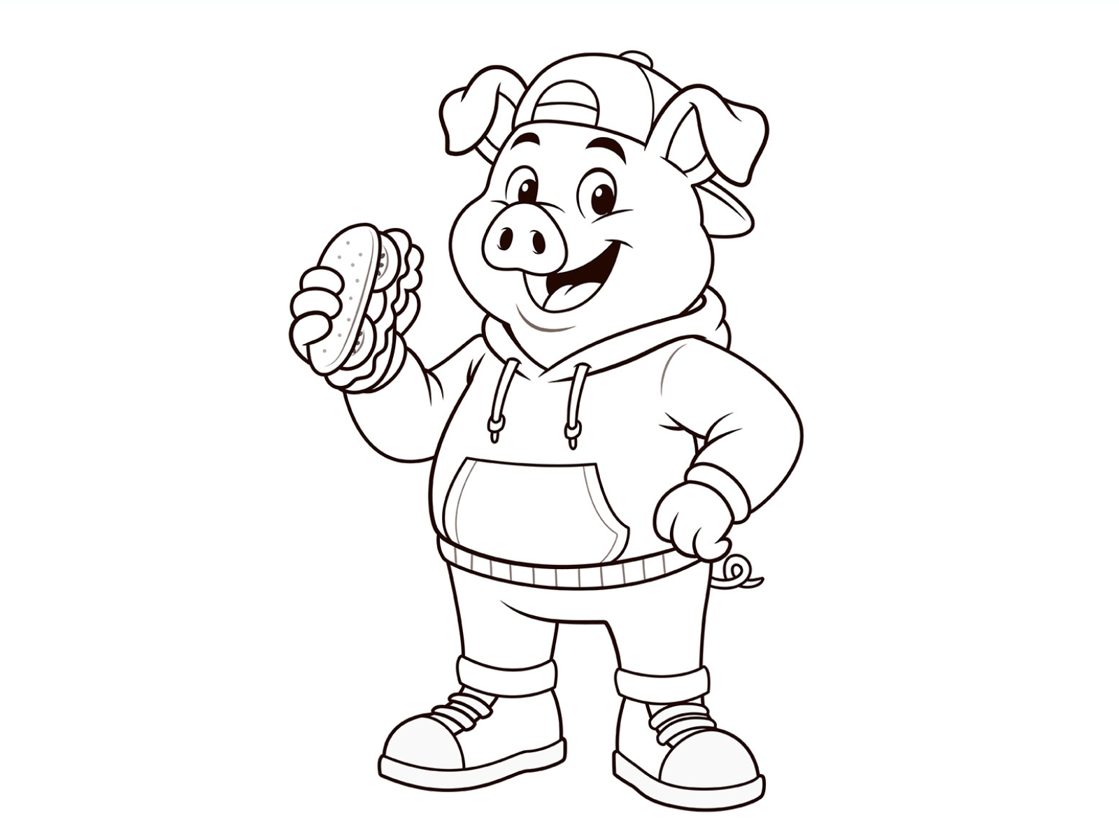 Clean Vector Line Art for the Pig in Adobe Illustrator