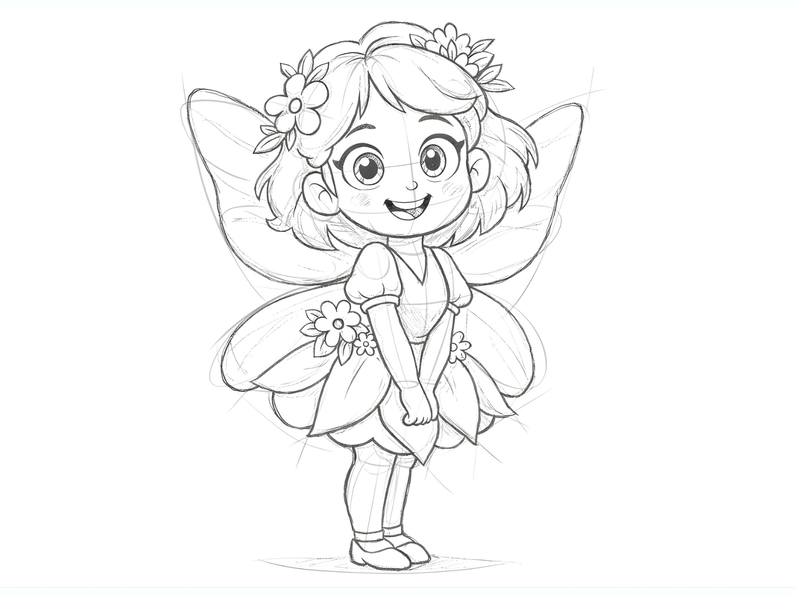 pencil sketch fairy girl