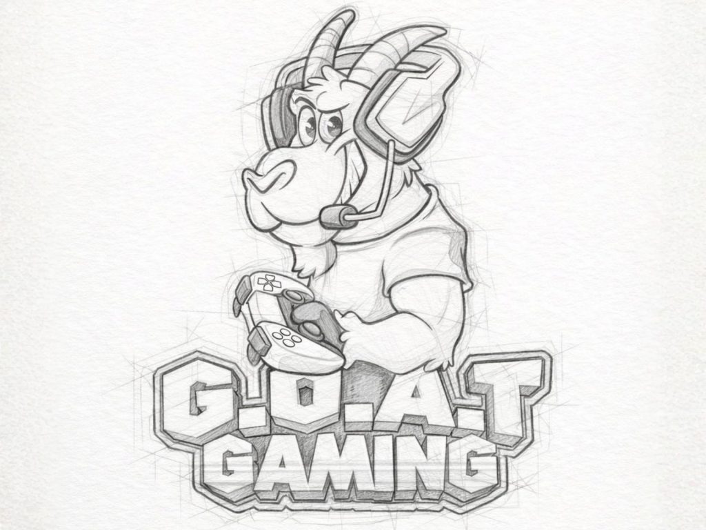 pencil sketch gamer mascot logo