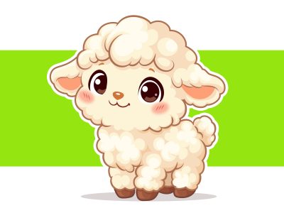 Chibi Sheep Cartoon Character Vector Illustration (PNG, EPS,SVG)