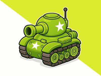 Cartoon Military Tank Vector Illustration