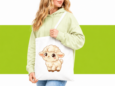 Cute Lamb Standing Cartoon Editable Vector Illustration