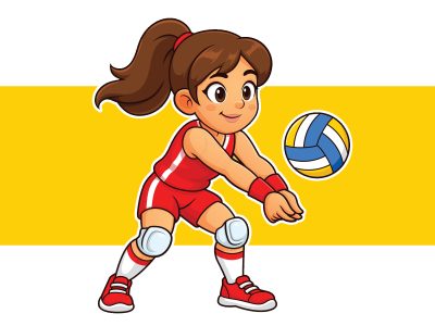 Volleyball Player Girl Cartoon Character