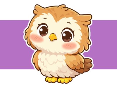 Cute Baby Owl Cartoon Vector Illustration