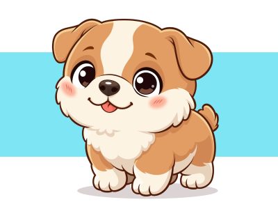 Cute chibi puppy dog cartoon vector illustration designed by Beehaya