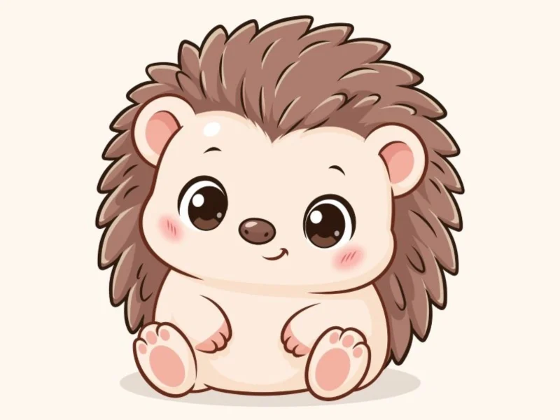 3D Plush Hedgehog AI Prompt + 2D Vector Animal Mascot Illustration