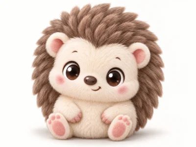 3D Plush Hedgehog AI Prompt + 2D Vector Animal Mascot Illustration