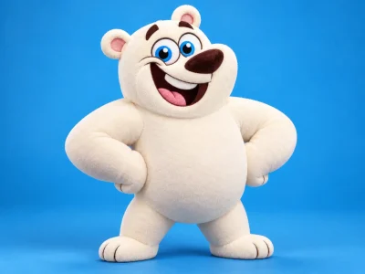 3D Plush Polar Bear ChatGPT AI Prompt + 2D Vector Mascot Illustration