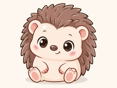 Cute Baby Hedgehog Cartoon Editable Vector Illustration