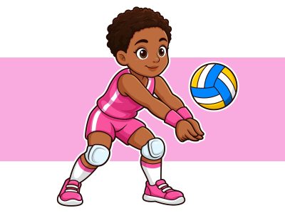 Cute Volleyball Girl Cartoon Character Vector Illustration