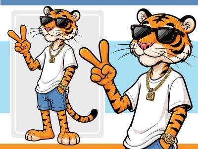 Cool Tiger Mascot Cartoon Vector Illustration