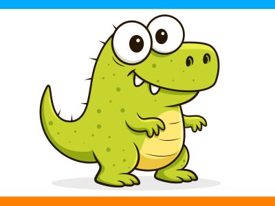 Funny Baby Dinosaur Cartoon Vector Illustration for Sticker