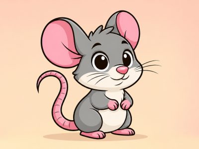 Cute mouse cartoon character design, editable stock animal illustration