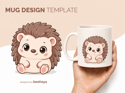Cute Baby Hedgehog Cartoon Editable Vector Illustration