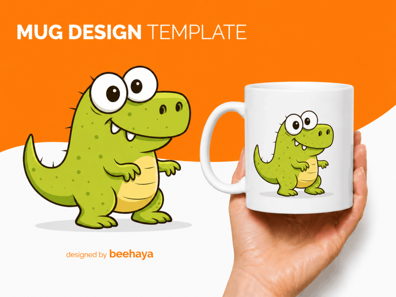 Funny Baby Dinosaur Cartoon Vector Illustration for Sticker