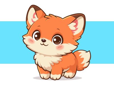 Cute Baby Fox Cartoon Standing Vector Illustration