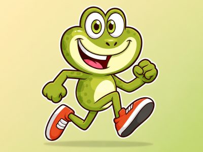 Funny frog cartoon vector illustration for sports brand design