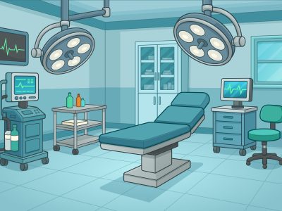 Modern Surgery Room Cartoon Background Illustration