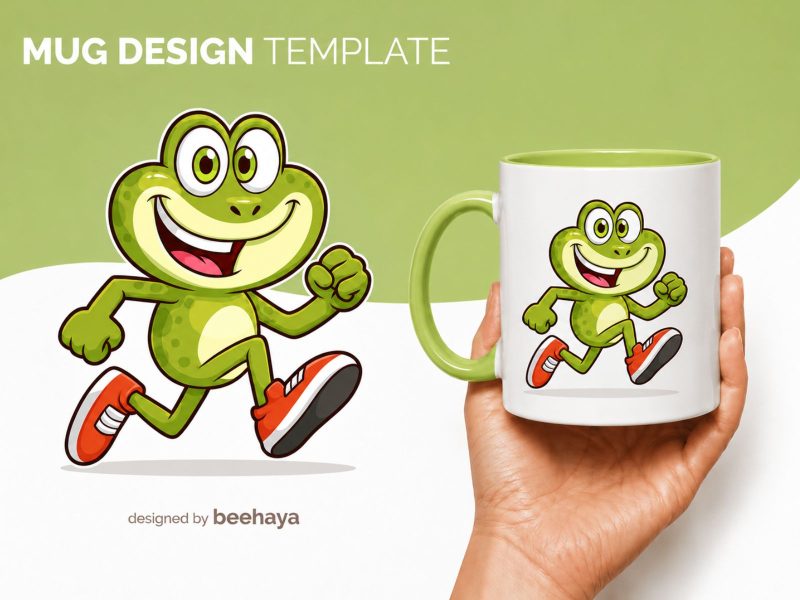 Funny frog cartoon vector illustration for sports brand design