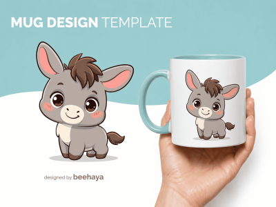 Cute Baby Donkey Cartoon Standing Vector Illustration