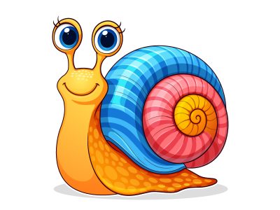 Cute Cartoon Snail Character Illustration in Vector Style