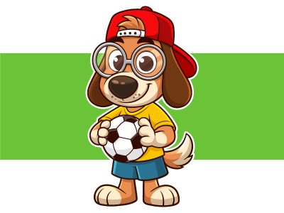 Cute Dog Soccer Character Vector Clipart